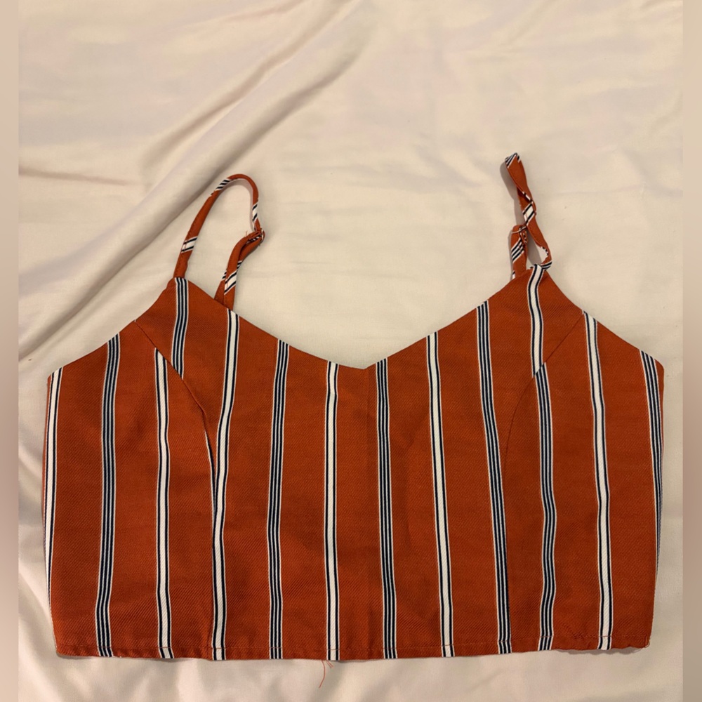 Orange Striped Crop Top